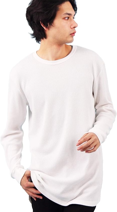 Amazon | 8(eight) (エイト) ロング丈 長袖Tシャツ ワッフル生地